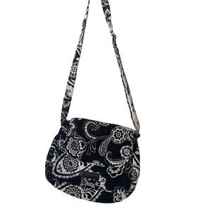 Vera Bradley Women's Black Floral Paisley Quilted Crossbody Bag